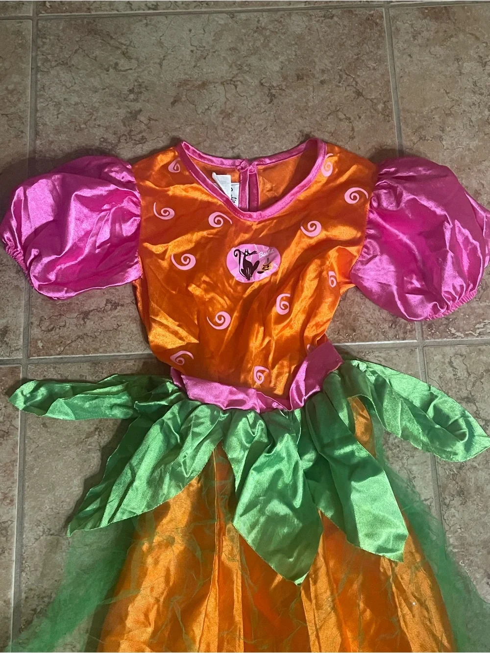 Costume - Barbie Orange and Pink Pumpkin Princess Dress with Green Leaf Accents